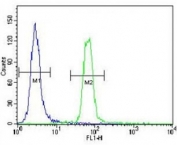SUMO antibody flow cytometric analysis of HeLa cells (green) compared to a<a href=